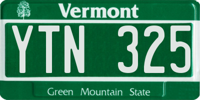 VT license plate YTN325