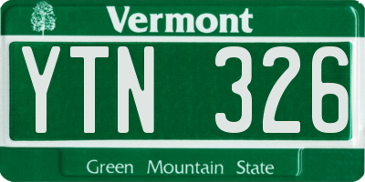VT license plate YTN326