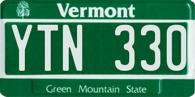 VT license plate YTN330