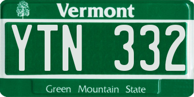 VT license plate YTN332