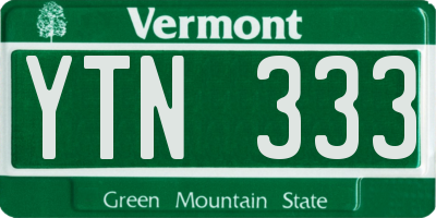 VT license plate YTN333