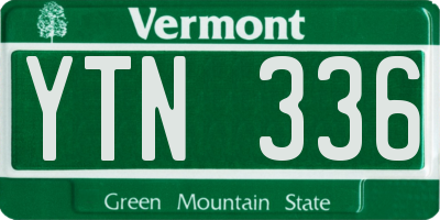VT license plate YTN336