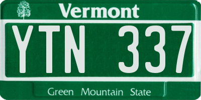 VT license plate YTN337