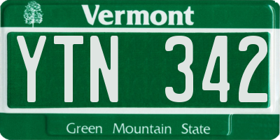 VT license plate YTN342