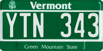 VT license plate YTN343