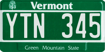 VT license plate YTN345