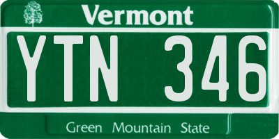 VT license plate YTN346