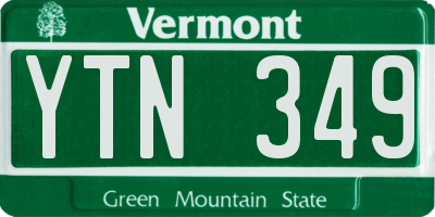 VT license plate YTN349