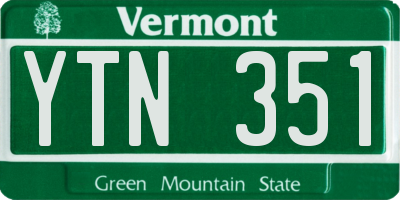 VT license plate YTN351
