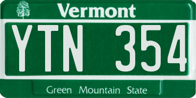 VT license plate YTN354