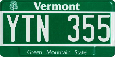 VT license plate YTN355