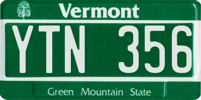 VT license plate YTN356
