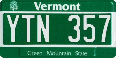 VT license plate YTN357