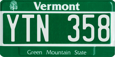 VT license plate YTN358