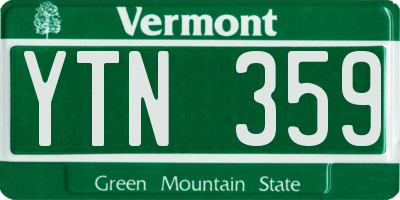 VT license plate YTN359
