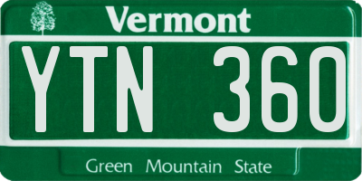 VT license plate YTN360