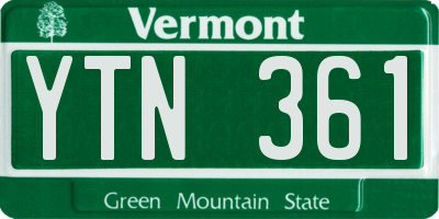 VT license plate YTN361