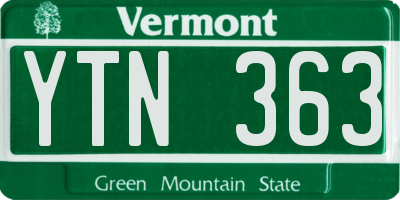 VT license plate YTN363