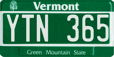 VT license plate YTN365