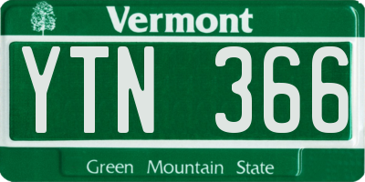 VT license plate YTN366