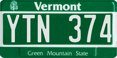 VT license plate YTN374