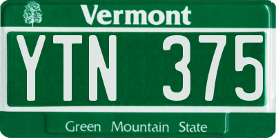 VT license plate YTN375
