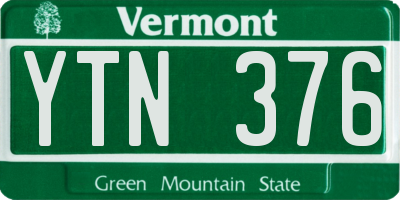 VT license plate YTN376