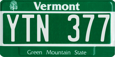 VT license plate YTN377