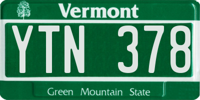VT license plate YTN378