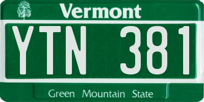 VT license plate YTN381