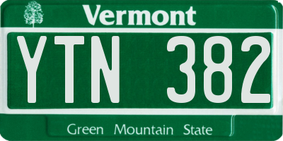 VT license plate YTN382