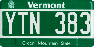 VT license plate YTN383