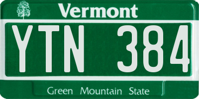 VT license plate YTN384