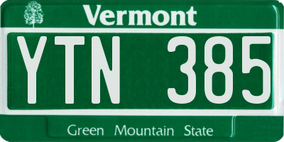 VT license plate YTN385