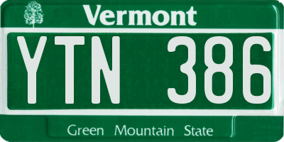 VT license plate YTN386