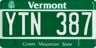 VT license plate YTN387