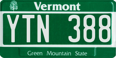 VT license plate YTN388