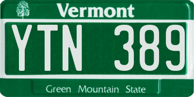 VT license plate YTN389