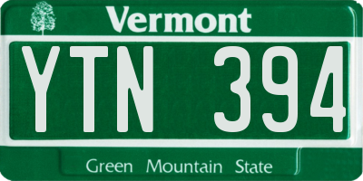 VT license plate YTN394