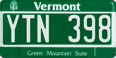 VT license plate YTN398