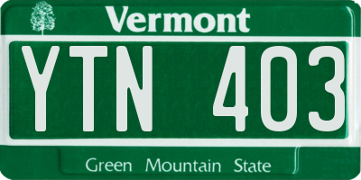 VT license plate YTN403
