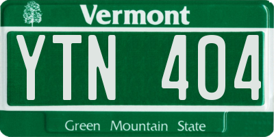 VT license plate YTN404