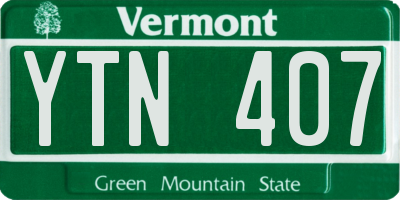 VT license plate YTN407