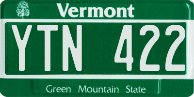 VT license plate YTN422
