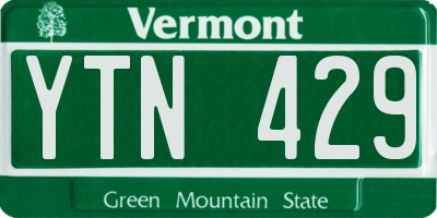 VT license plate YTN429