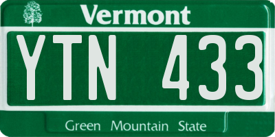 VT license plate YTN433