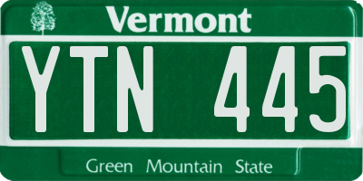 VT license plate YTN445