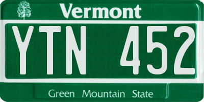 VT license plate YTN452