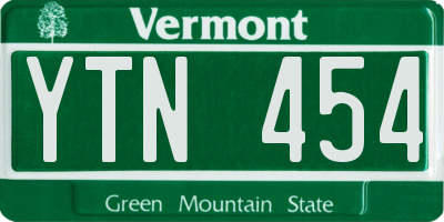 VT license plate YTN454
