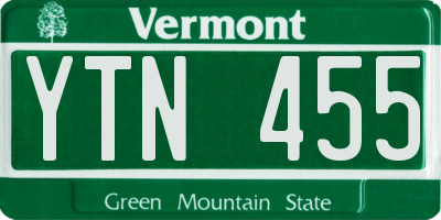 VT license plate YTN455